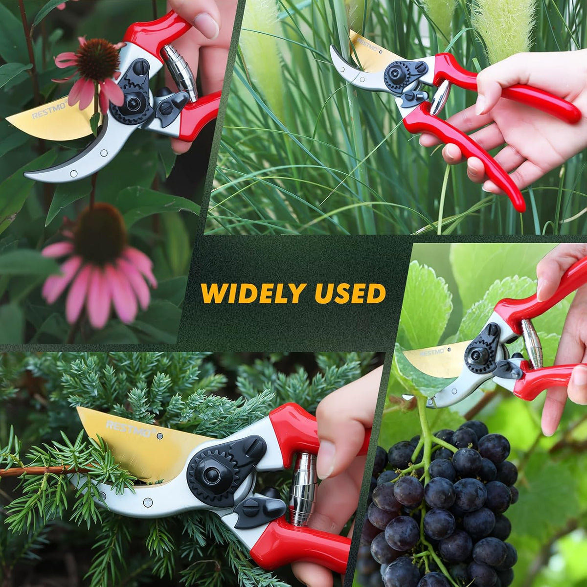 Pruning Shears, 8.6 Inch, Titanium Blade, Bypass, Black