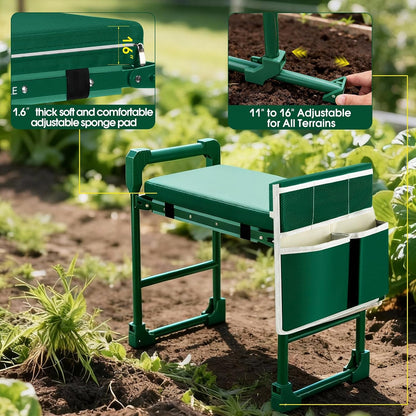 Garden Kneeler and Seat Heavy Duty 600LBS w/ Thicken Wide Soft Kneeling Pad