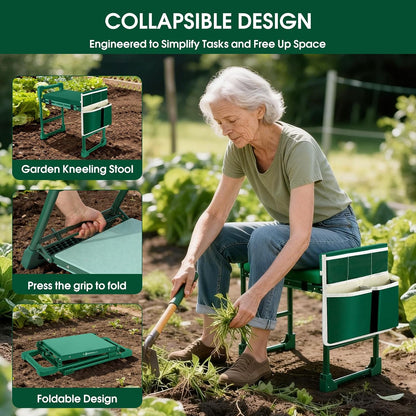 Garden Kneeler and Seat Heavy Duty 600LBS w/ Thicken Wide Soft Kneeling Pad