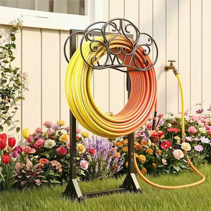 Garden Hose Holder Heavy-Duty Freestanding Water Hose Holder Holds 160Ft Hoses with 2 Tool Hooks, Rustproof Freestanding Hose Stand with 4 Spikes Hose Hanger Storage Rack for Outside, Yard, Lawn