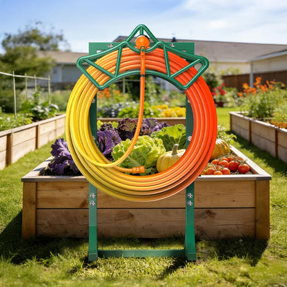 Garden Hose Holder Heavy-Duty Freestanding Water Hose Holder Holds 160Ft Hoses with 2 Tool Hooks, Rustproof Freestanding Hose Stand with 4 Spikes Hose Hanger Storage Rack for Outside, Yard, Lawn