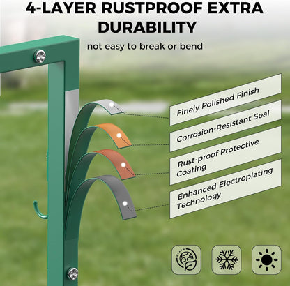 Garden Hose Holder Heavy-Duty Freestanding Water Hose Holder Holds 160Ft Hoses with 2 Tool Hooks, Rustproof Freestanding Hose Stand with 4 Spikes Hose Hanger Storage Rack for Outside, Yard, Lawn