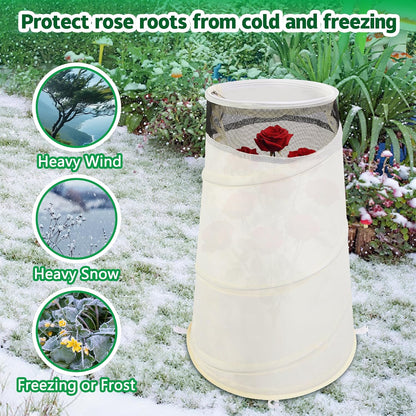 2 Pcs Pop Up Rose Cones for Winter Protection, 20" x 13" x 9" Winter Rose Collars Protective Cover, Freeze Protection Roses Bush Cover for Protecting Against Frost Wind and Animals Eating
