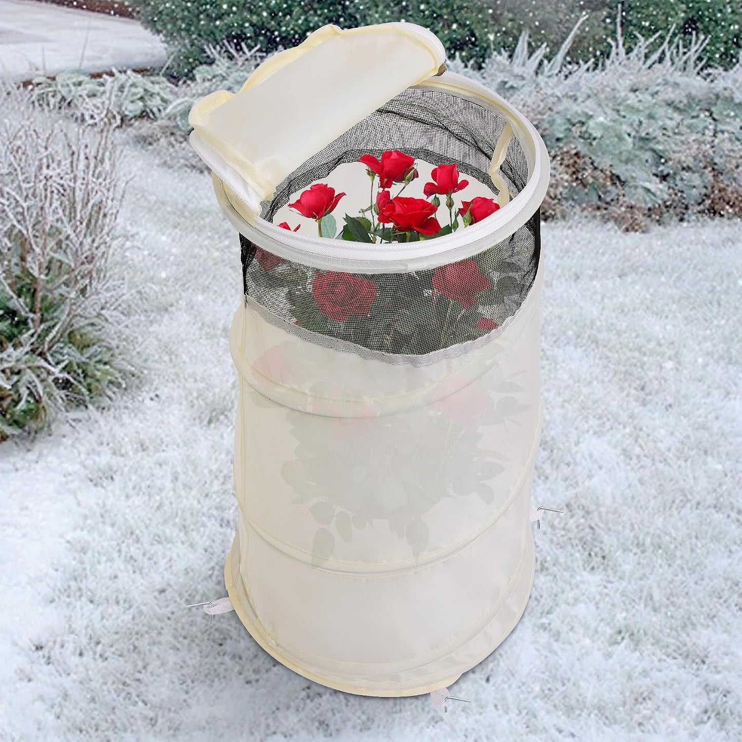 2 Pcs Pop Up Rose Cones for Winter Protection, 20" x 13" x 9" Winter Rose Collars Protective Cover, Freeze Protection Roses Bush Cover for Protecting Against Frost Wind and Animals Eating