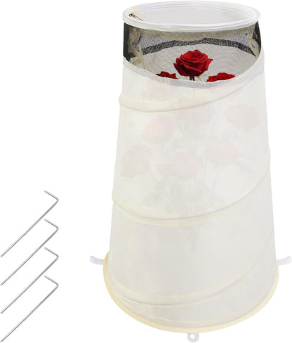 2 Pcs Pop Up Rose Cones for Winter Protection, 20" x 13" x 9" Winter Rose Collars Protective Cover, Freeze Protection Roses Bush Cover for Protecting Against Frost Wind and Animals Eating