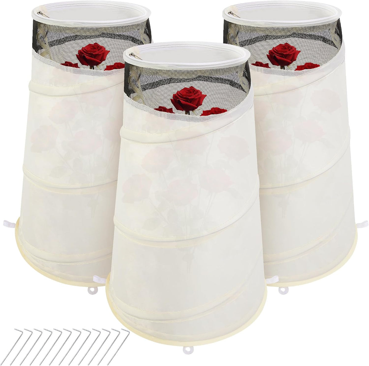 2 Pcs Pop Up Rose Cones for Winter Protection, 20" x 13" x 9" Winter Rose Collars Protective Cover, Freeze Protection Roses Bush Cover for Protecting Against Frost Wind and Animals Eating