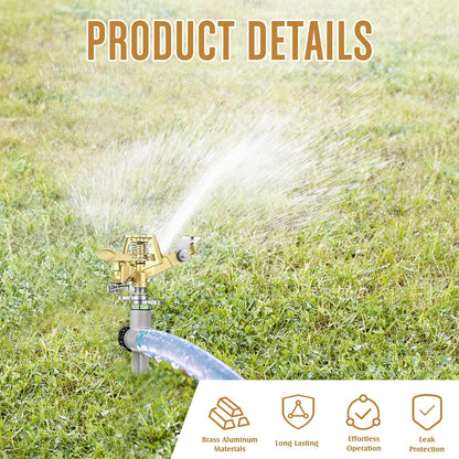 4 Pack Adjustable Impact Water Lawn Sprinkler, Heavy Duty Sprinkler Head and Zinc Alloy Spike Base for Large Area Grass Yards Garden Irrigation