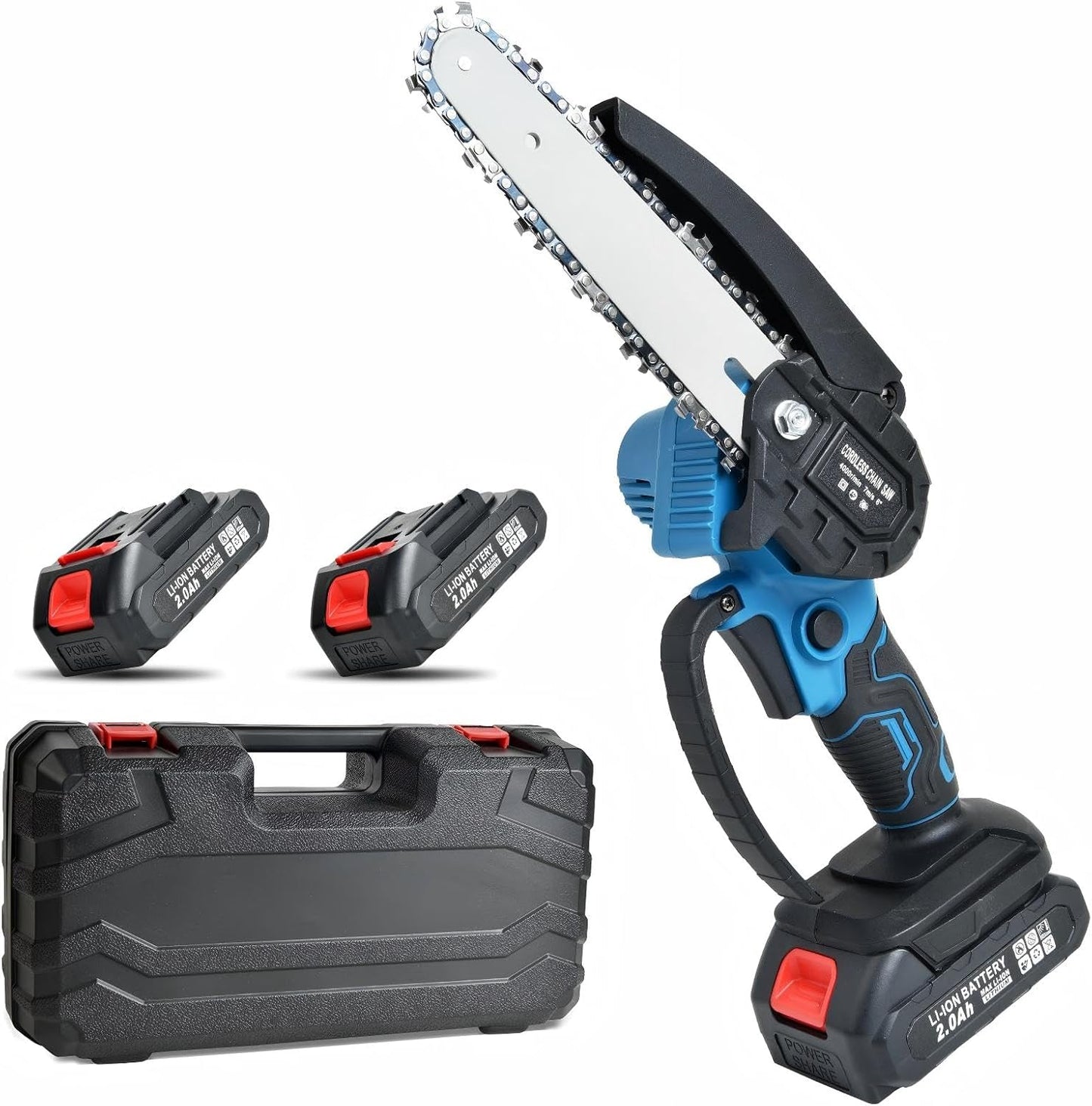 4-in-1 Cordless Pole Saw and Pruning Shears, 8ft Pole, 2 Batteries