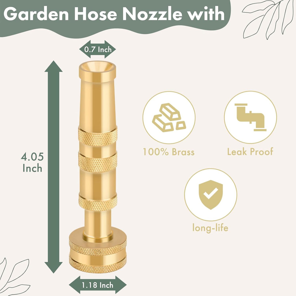 Brass Heavy Duty Adjustable Twist Hose Nozzle Set