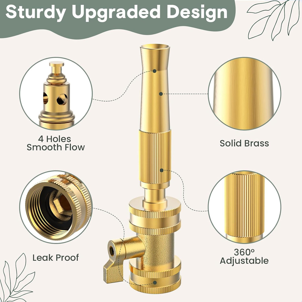 Brass Heavy Duty Adjustable Twist Hose Nozzle Set