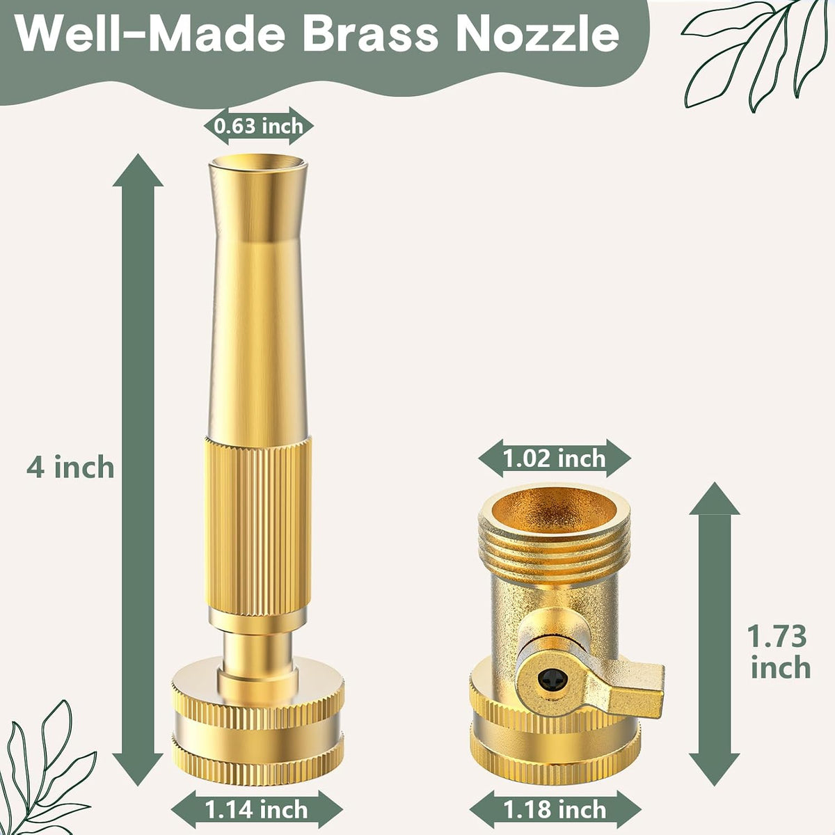 Brass Heavy Duty Adjustable Twist Hose Nozzle Set