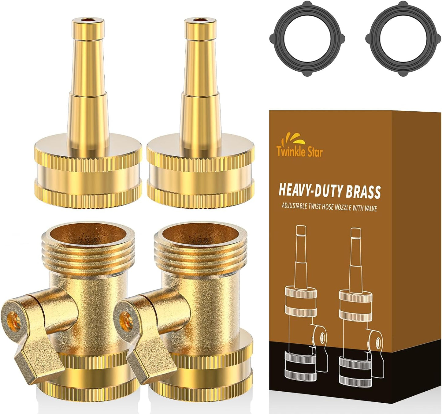 Brass Heavy Duty Adjustable Twist Hose Nozzle Set