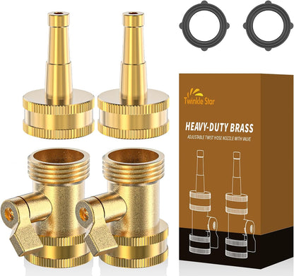 Brass Heavy Duty Adjustable Twist Hose Nozzle Set