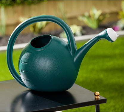 2-Gallon Premium Plastic Rosette Watering Can - 11"x21"x13.75" in Evergreen Color