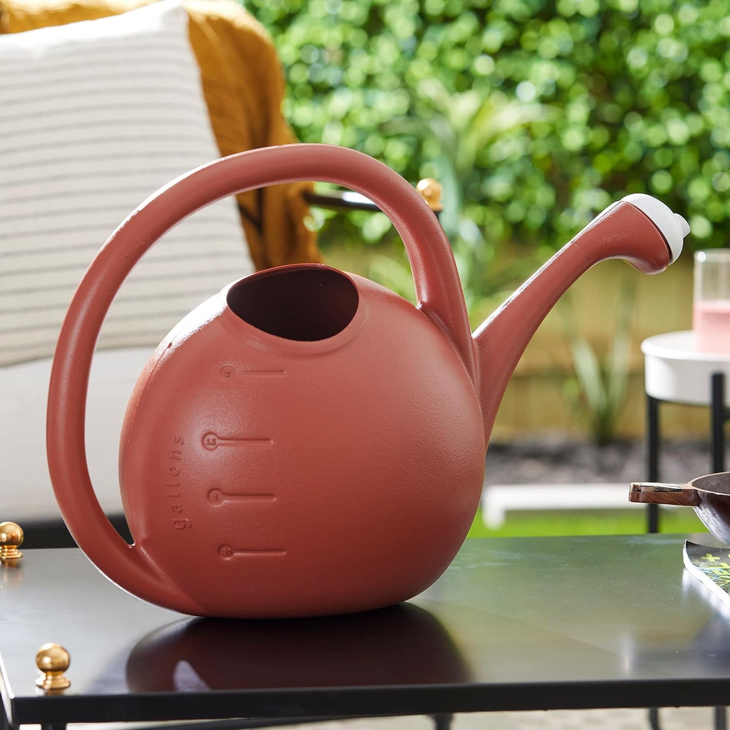 2-Gallon Premium Plastic Rosette Watering Can - 11"x21"x13.75" in Evergreen Color