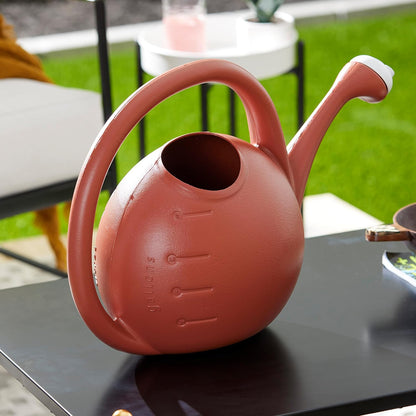 2-Gallon Premium Plastic Rosette Watering Can - 11"x21"x13.75" in Evergreen Color