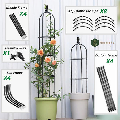 Garden Obelisk Trellis, Tomato Cage and Plant Support for Climbing Plants, Potted Tall Plant Stakes for Vine Vegetable Flower Support Outdoor Indoor - 1 Pack