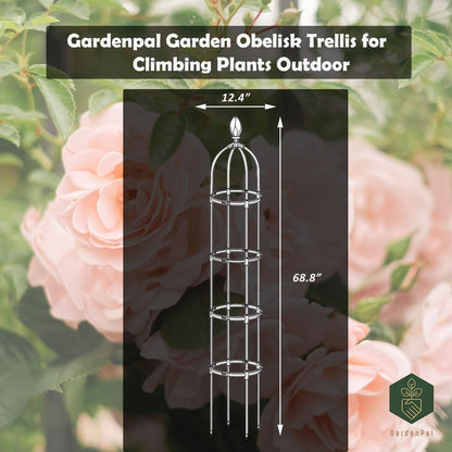 Garden Obelisk Trellis, Tomato Cage and Plant Support for Climbing Plants, Potted Tall Plant Stakes for Vine Vegetable Flower Support Outdoor Indoor - 1 Pack