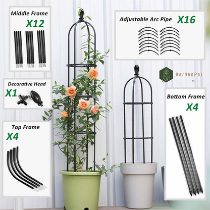 Garden Obelisk Trellis, Tomato Cage and Plant Support for Climbing Plants, Potted Tall Plant Stakes for Vine Vegetable Flower Support Outdoor Indoor - 1 Pack