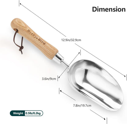 Stainless Steel Trowel, Garden Small Flower Hand Shovel, Potting Soils Scoop with Wood Handle, Gardening Bonsai Tools for Transplanting Digging Weeding Planting