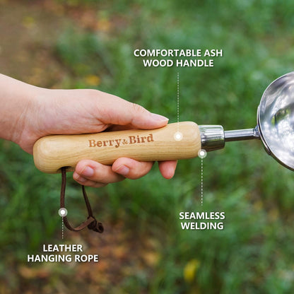 Stainless Steel Trowel, Garden Small Flower Hand Shovel, Potting Soils Scoop with Wood Handle, Gardening Bonsai Tools for Transplanting Digging Weeding Planting