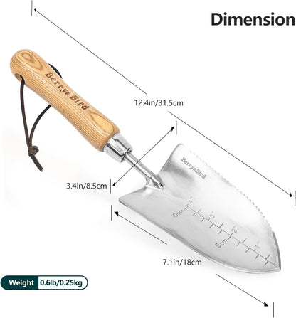 Stainless Steel Trowel, Garden Small Flower Hand Shovel, Potting Soils Scoop with Wood Handle, Gardening Bonsai Tools for Transplanting Digging Weeding Planting