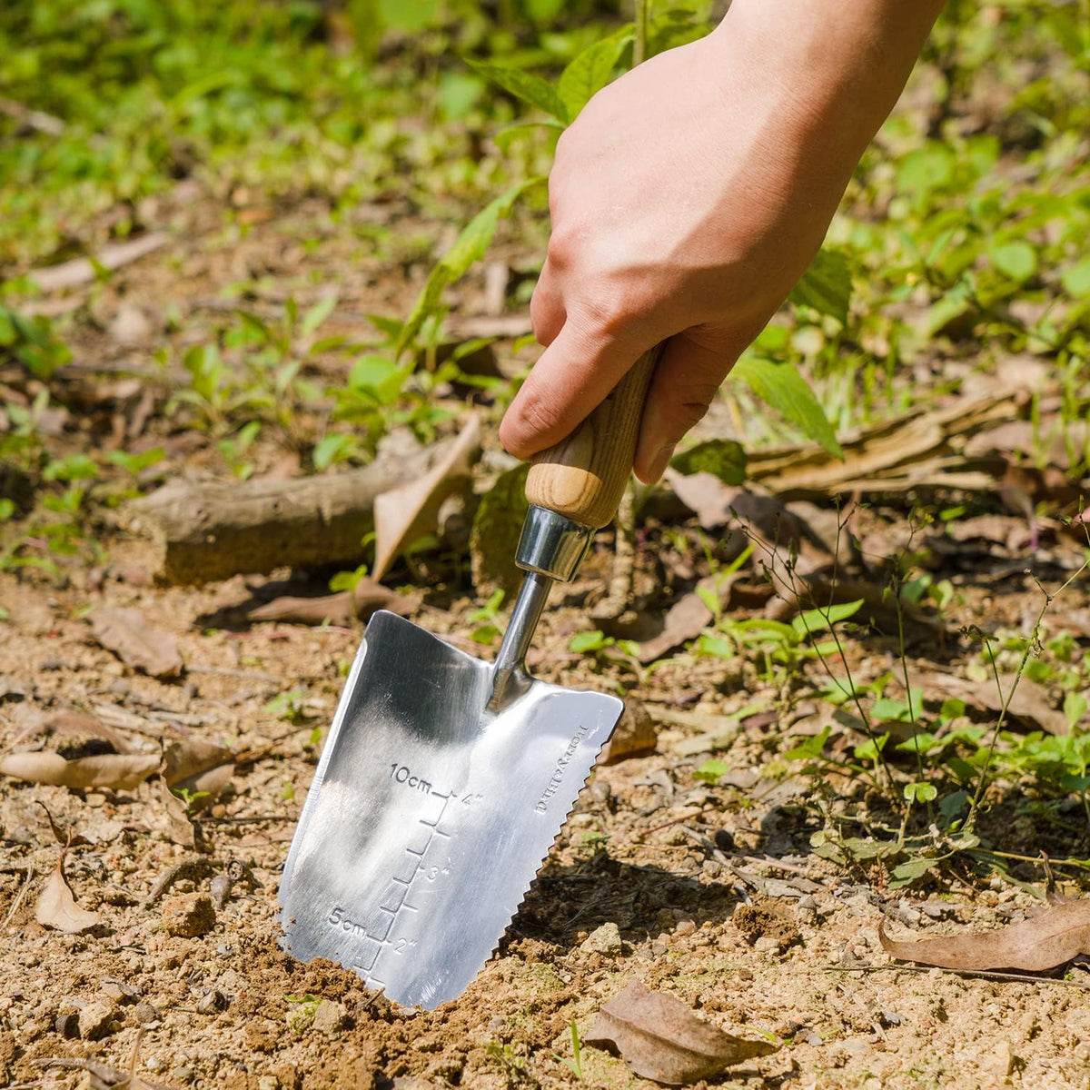 Stainless Steel Trowel, Garden Small Flower Hand Shovel, Potting Soils Scoop with Wood Handle, Gardening Bonsai Tools for Transplanting Digging Weeding Planting