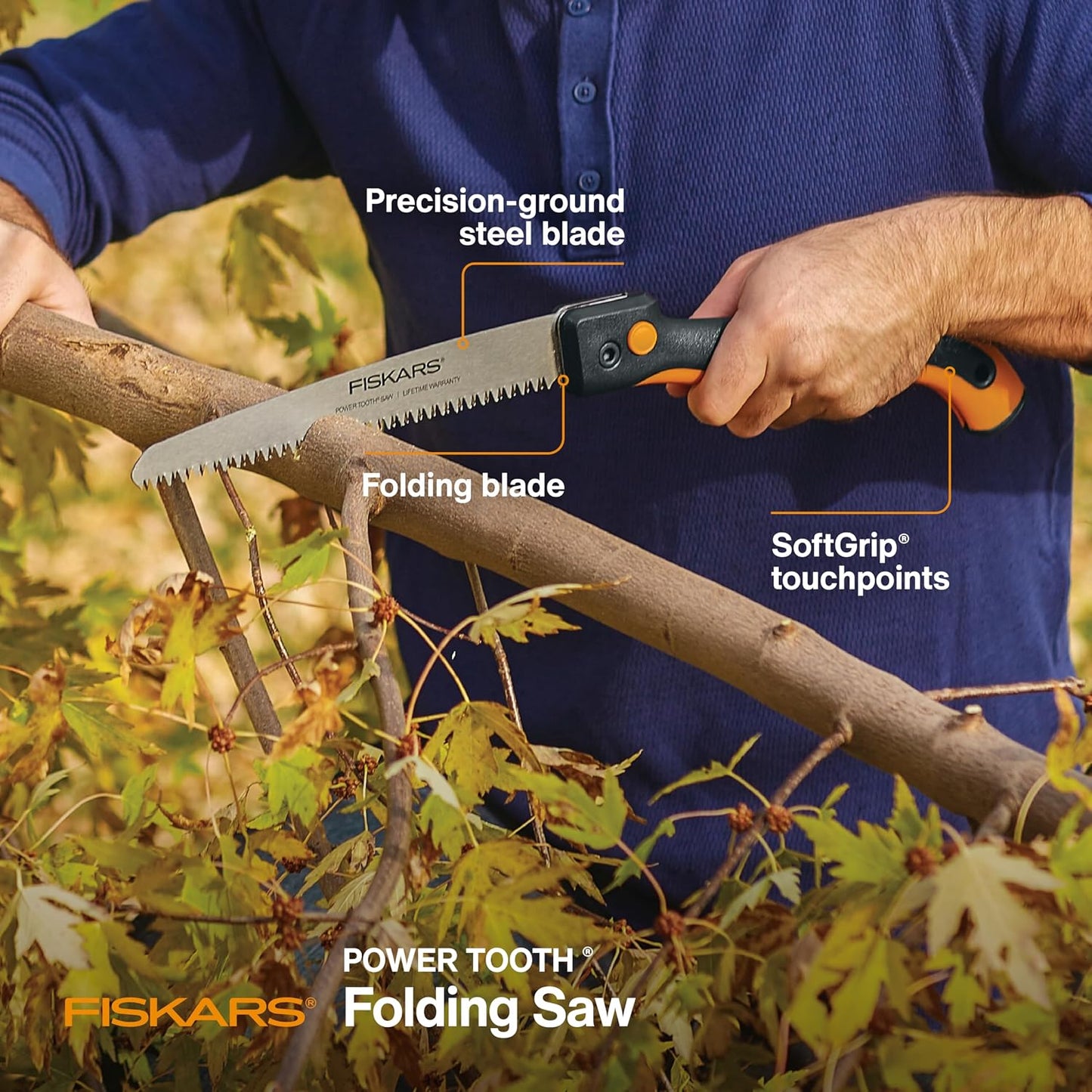 Folding Hand Saw, 7" Pruning Saw with Power Tooth Blade with Triple Ground Teeth that Powers Through Wood Faster, Soft Grip Handle