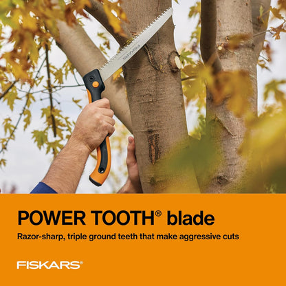 Folding Hand Saw, 7" Pruning Saw with Power Tooth Blade with Triple Ground Teeth that Powers Through Wood Faster, Soft Grip Handle