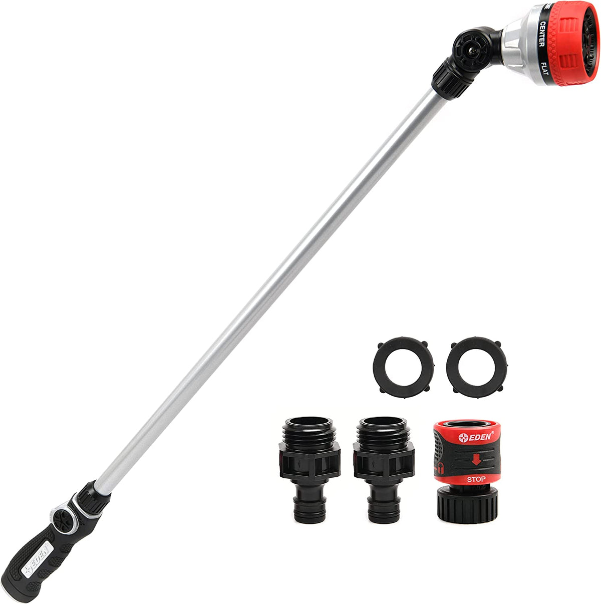 96618 Metal Thumb-Control 7-Pattern 33 in. Watering Wand | Heavy-Duty Water Sprayer for Hanging Plants, Gardens & Lawn Care, Quick Connect Set Bundle