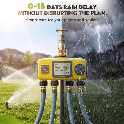 4 Zone Water Timer for Garden Hose, 4 Outlets Sprinkler Timer Kit