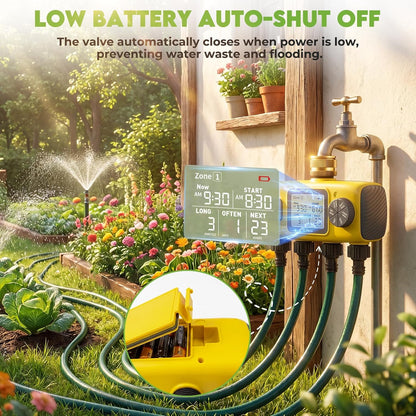 4 Zone Water Timer for Garden Hose, 4 Outlets Sprinkler Timer Kit