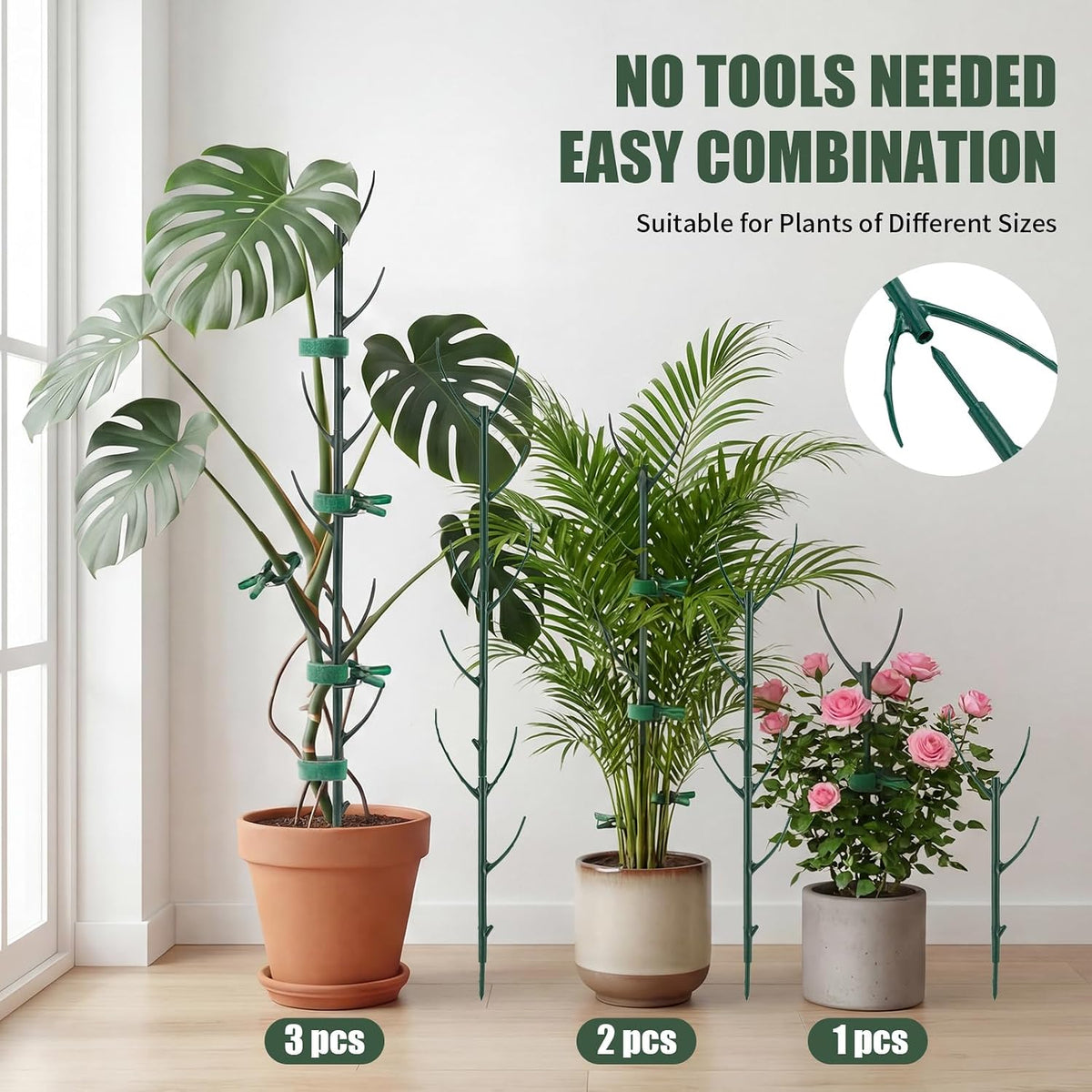 6 Pack Stackable Monstera Plant Support Stakes, Plant Stakes for Indoor Plants & Outdoor Use, Pothos Plant Climber Support for Monstera, Philodendron, Climbing and Potted Plants