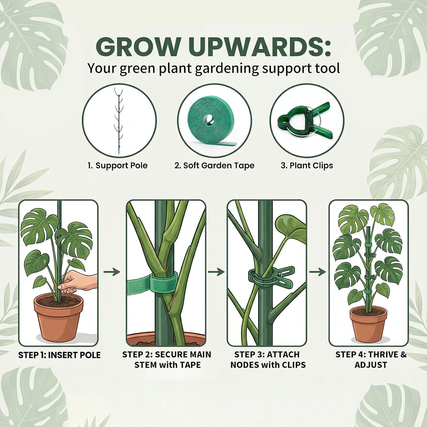 6 Pack Stackable Monstera Plant Support Stakes, Plant Stakes for Indoor Plants & Outdoor Use, Pothos Plant Climber Support for Monstera, Philodendron, Climbing and Potted Plants