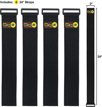 Super-Stretch Straps - 24" (4 Pack) Black