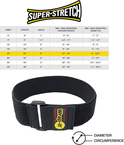 Super-Stretch Straps - 24" (4 Pack) Black