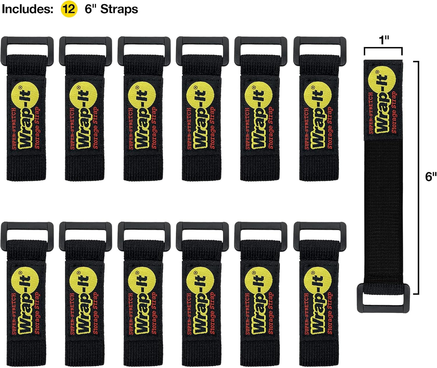 Super-Stretch Straps - 24" (4 Pack) Black
