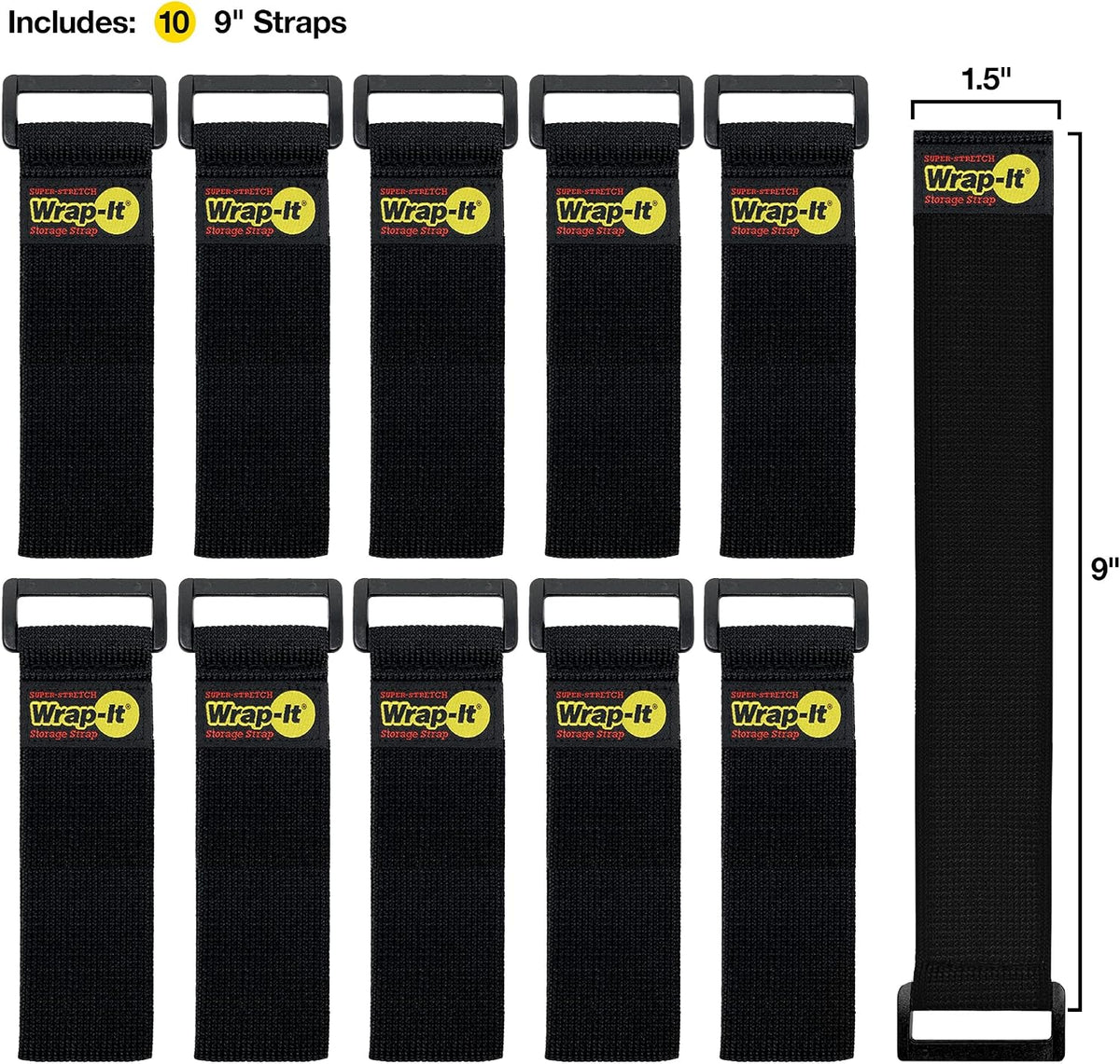 Super-Stretch Straps - 24" (4 Pack) Black