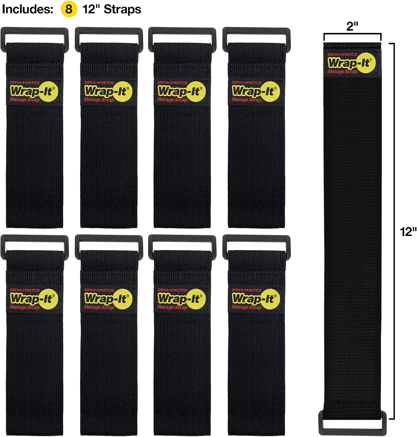 Super-Stretch Straps - 24" (4 Pack) Black