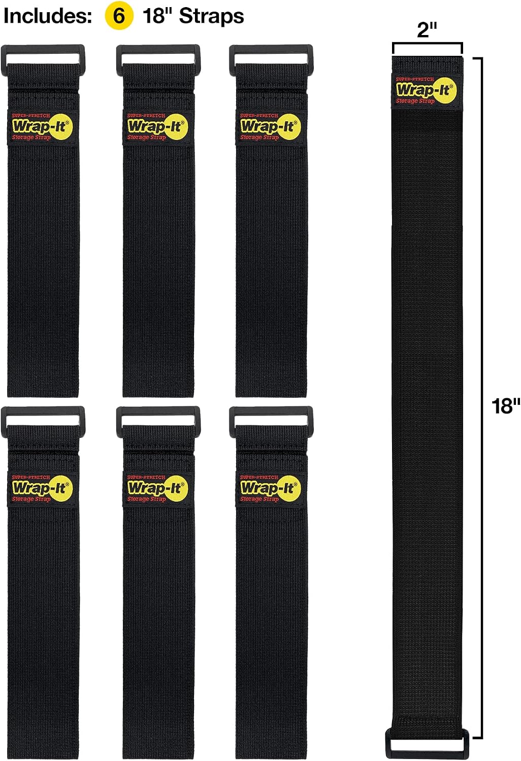 Super-Stretch Straps - 24" (4 Pack) Black