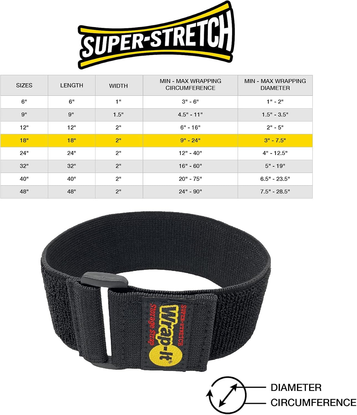 Super-Stretch Straps - 24" (4 Pack) Black