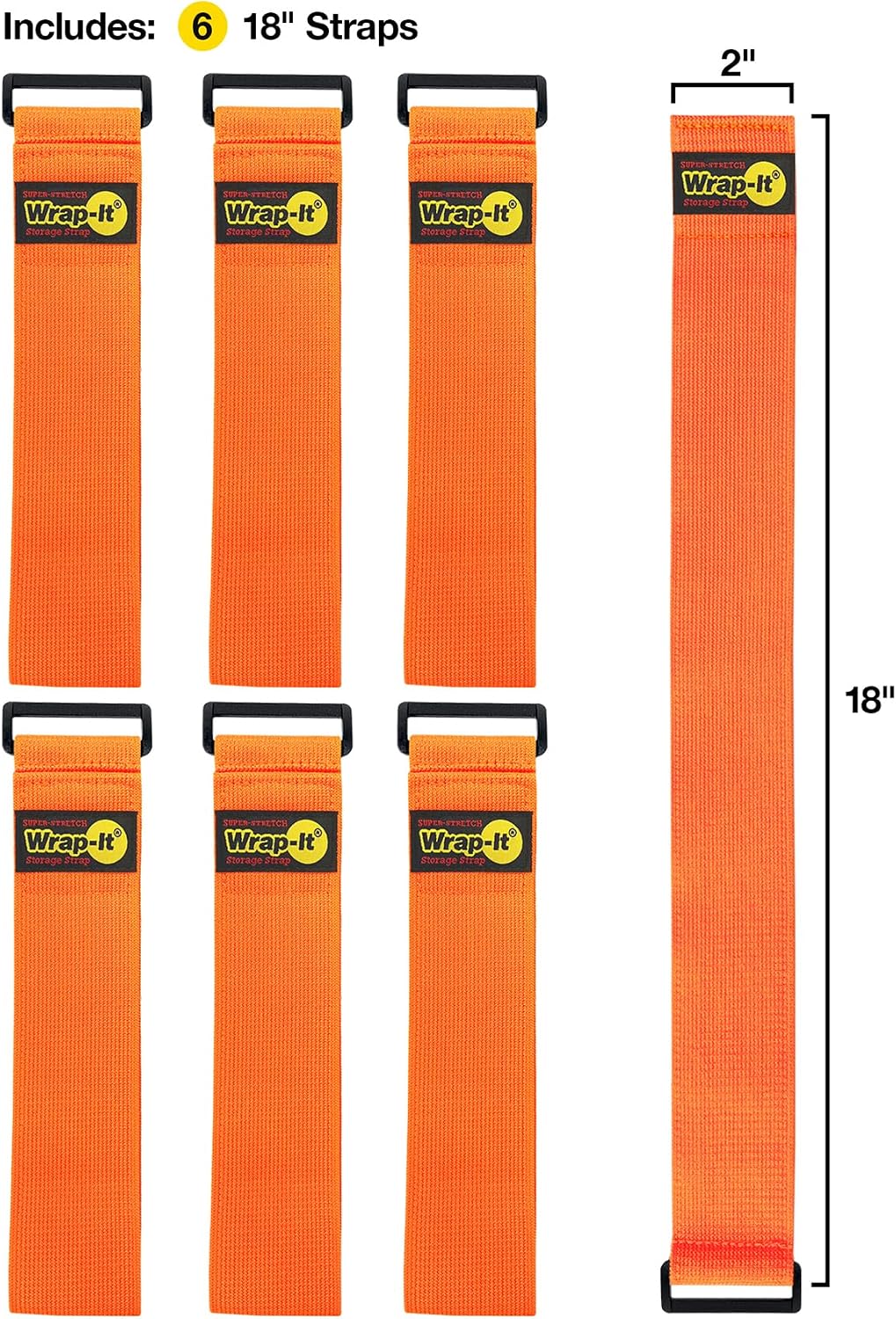 Super-Stretch Straps - 24" (4 Pack) Black