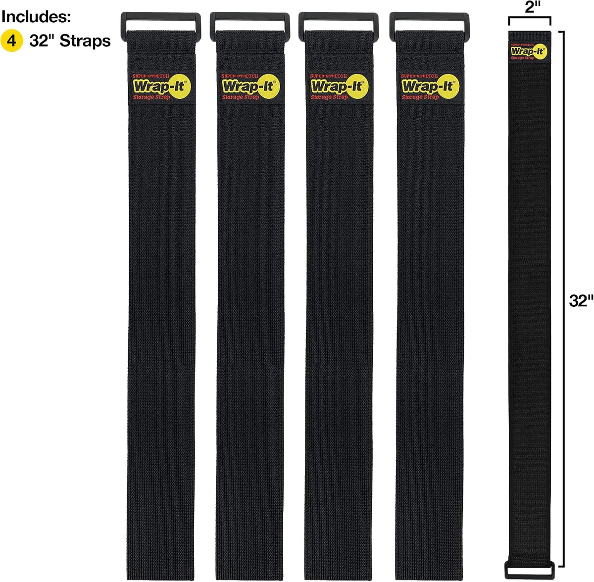 Super-Stretch Straps - 24" (4 Pack) Black