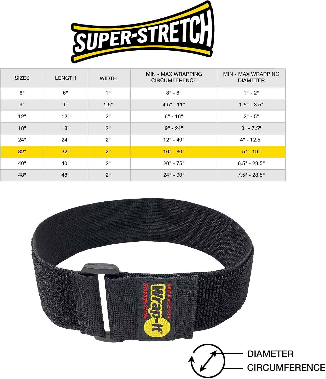 Super-Stretch Straps - 24" (4 Pack) Black