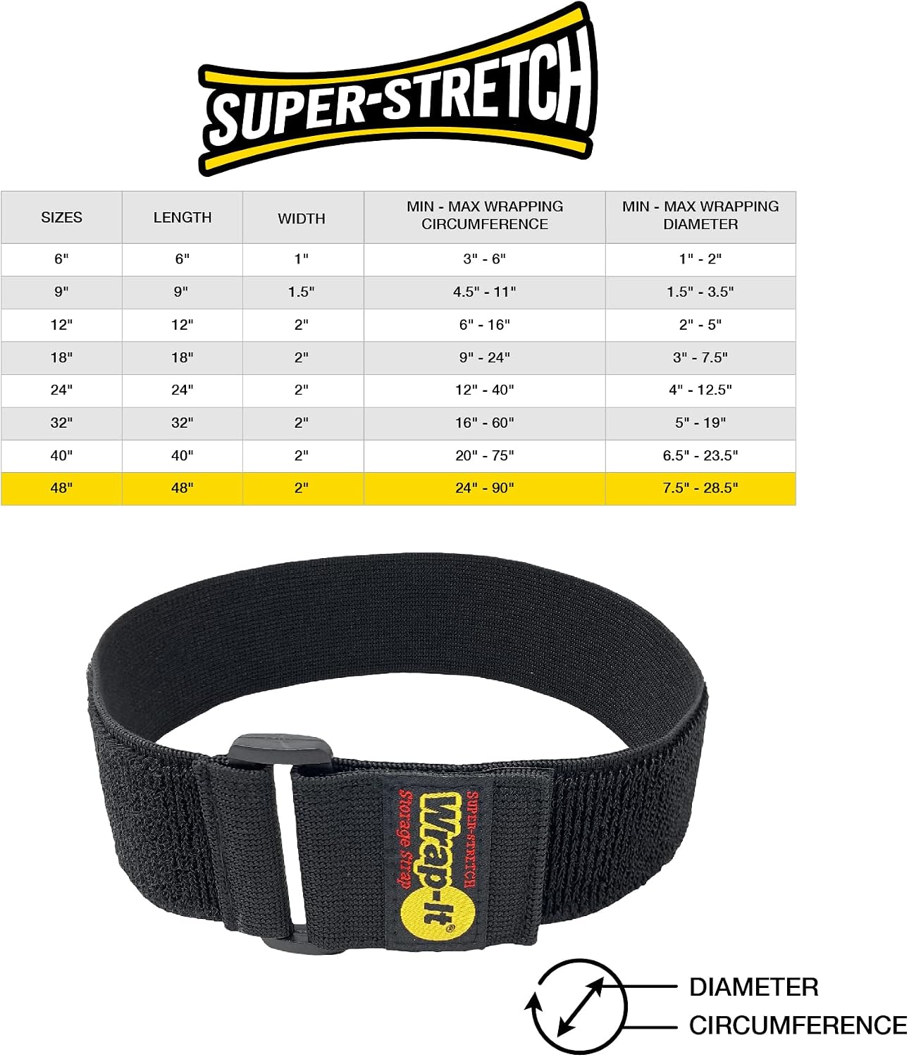 Super-Stretch Straps - 24" (4 Pack) Black