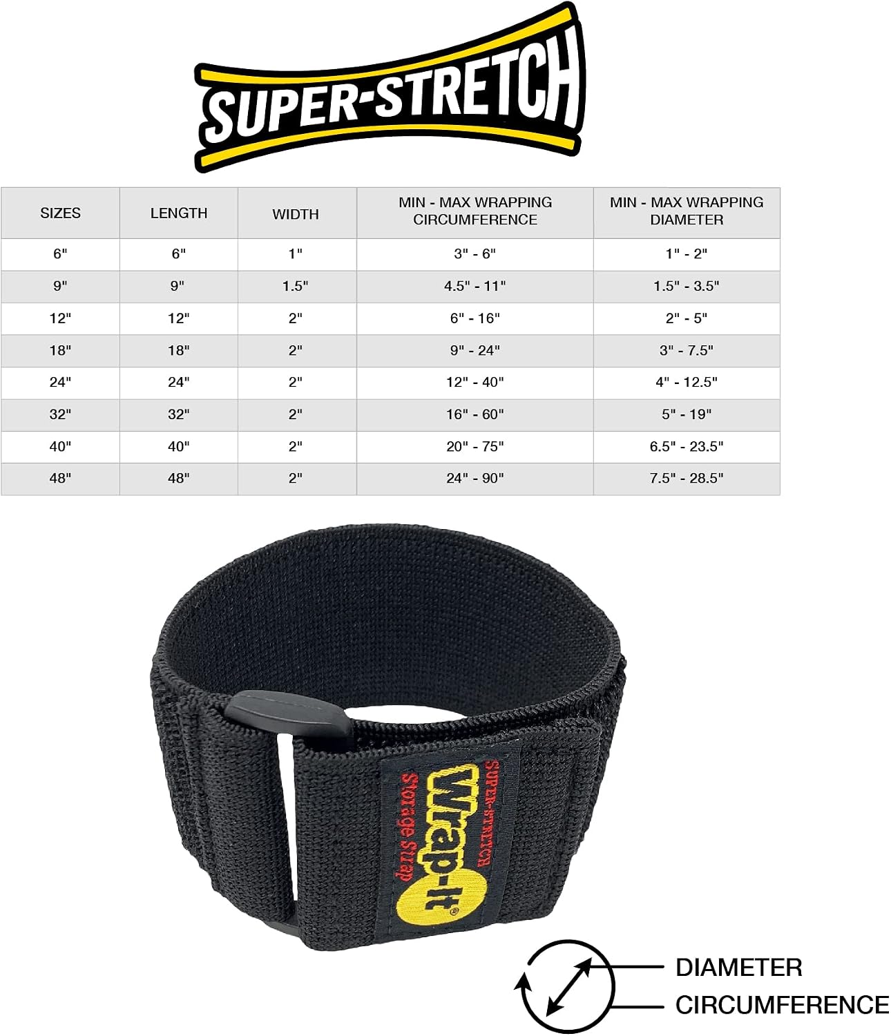 Super-Stretch Straps - 24" (4 Pack) Black