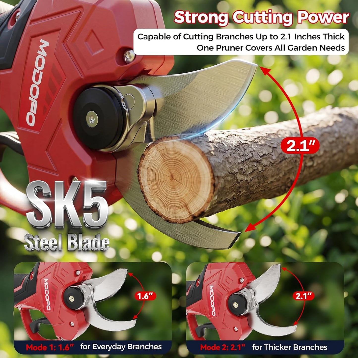2-in-1 Electric Pruning Shears Cordless with Pole, 2.1" Cutting Diameter Pole Pruning Shears, Brushless Motor, Extra Blade, 2 * 2Ah Batteries, 2 Modes Adjustable Pruning Shears for Tree Flower