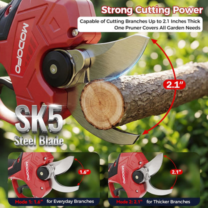 2-in-1 Electric Pruning Shears Cordless with Pole, 2.1" Cutting Diameter Pole Pruning Shears, Brushless Motor, Extra Blade, 2 * 2Ah Batteries, 2 Modes Adjustable Pruning Shears for Tree Flower