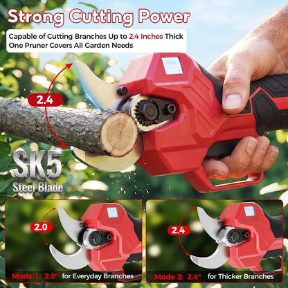 2-in-1 Electric Pruning Shears Cordless with Pole, 2.1" Cutting Diameter Pole Pruning Shears, Brushless Motor, Extra Blade, 2 * 2Ah Batteries, 2 Modes Adjustable Pruning Shears for Tree Flower