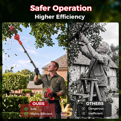 2-in-1 Electric Pruning Shears Cordless with Pole, 2.1" Cutting Diameter Pole Pruning Shears, Brushless Motor, Extra Blade, 2 * 2Ah Batteries, 2 Modes Adjustable Pruning Shears for Tree Flower